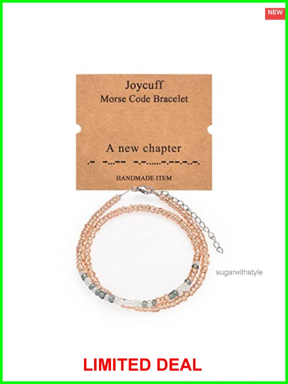 Morse Code Strand Bracelet Seed Bead Stainless Steel Lobster Clasp